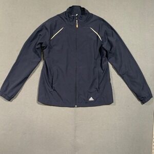 Adidas Womens Navy Blue Full Zip Mesh Lined Track‎ Jacket Large L Mock Neck